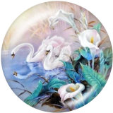 Painted metal 20mm snap buttons   Goose  Fox  Print