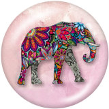Painted metal 20mm snap buttons  elephant Print
