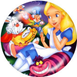 Painted metal 20mm snap buttons  Alice in Wonderland Print