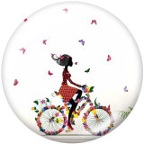 Painted metal 20mm snap buttons   bicycle  Butterfly  Print