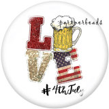 Painted metal Independence Day 20mm snap buttons  USA Peace Love America 4th Of July   Print
