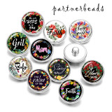 Painted metal 20mm snap buttons   Faith  MOM  Print