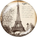Painted metal 20mm snap buttons  Eiffel Tower Print