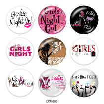 Painted metal 20mm snap buttons  girls Print