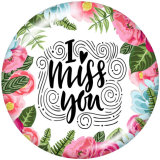 Painted metal 20mm snap buttons    I miss you  MOM  Print