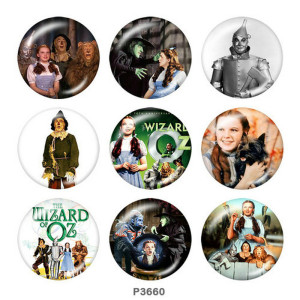 Painted metal 20mm snap buttons  The wizard of oz Print