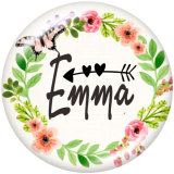 Painted metal 20mm snap buttons   Flower  words  Print