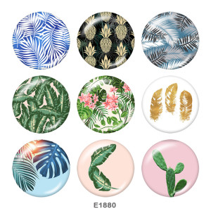 Painted metal 20mm snap buttons   Flower  Botany  Print