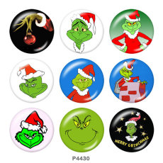 Painted metal 20mm snap buttons  Christmas Cartoon