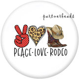 Painted metal 20mm snap buttons   Peace  Love   Print