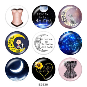 Painted metal 20mm snap buttons   moon  Faith  Print