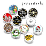 Painted metal 20mm snap buttons    Christmas  Print