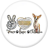 Painted metal 20mm snap buttons   Peace love  Pugs  Print
