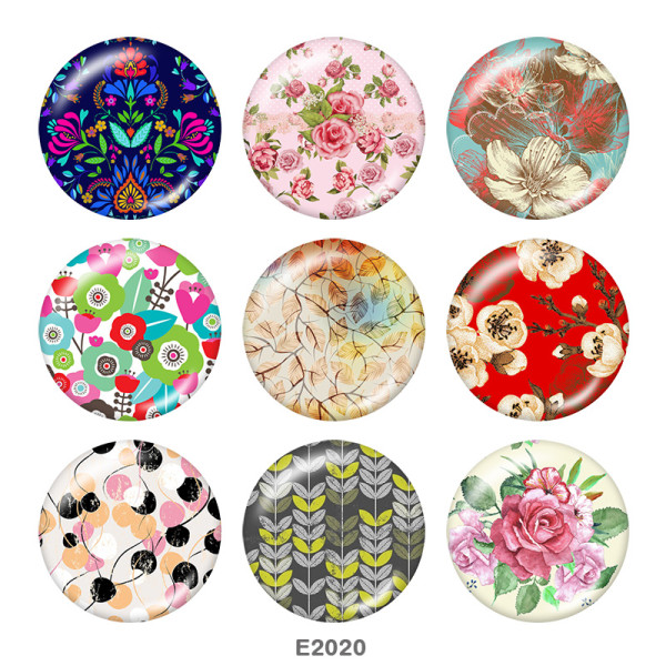 Painted metal 20mm snap buttons   Flower  Print