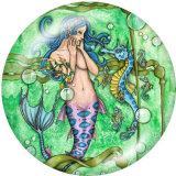 Painted metal 20mm snap buttons   mermaid Print