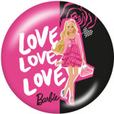 Painted metal 20mm snap buttons  Barbie doll Print