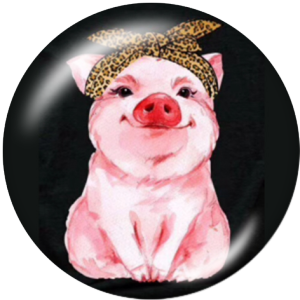 Painted metal 20mm snap buttons  pig  Print