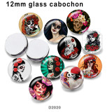 10pcs/lot  skull  glass  picture printing products of various sizes  Fridge magnet cabochon