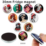 10pcs/lot  skull  glass  picture printing products of various sizes  Fridge magnet cabochon