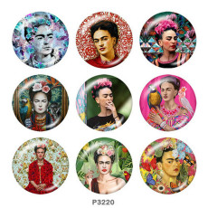 Painted metal 20mm snap buttons  Frida kahlo artist Print