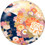 Painted metal 20mm snap buttons   Flower  Print