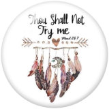 Painted metal 20mm snap buttons   Feather  MOM  Print