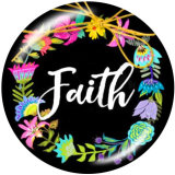 Painted metal 20mm snap buttons   Faith  MOM  Print