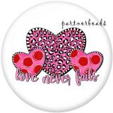 Painted metal 20mm snap buttons   Love  Print  pink kiss
