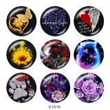 Painted metal 20mm snap buttons    Flower  Butterfly  Print