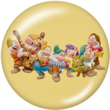 Painted metal 20mm snap buttons  Snow White Print