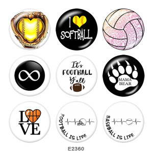 Painted metal 20mm snap buttons   Football  Volleyball  Print