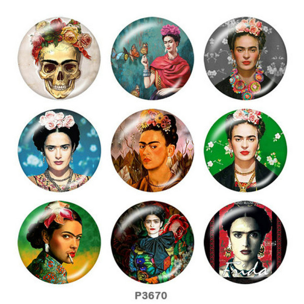 Painted metal 20mm snap buttons  Frida kahlo artist Print