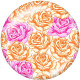 Painted metal 20mm snap buttons   Flower  Print