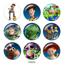 Painted metal 20mm snap buttons  Toy Story Mania Print