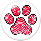 Painted metal 20mm snap buttons  Bear's paw Print