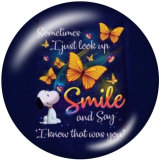 Painted metal 20mm snap buttons  Words  Butterfly  Print
