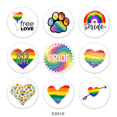 Painted metal 20mm snap button jewelry   Free love  Print  rainbow LGBT