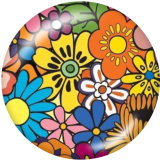 Painted metal 20mm snap buttons   Flower  Butterfly  Print