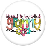 Painted metal 20mm snap buttons   Family  granny Print