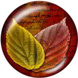 Painted metal 20mm snap buttons  leaf Print