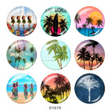 Painted metal 20mm snap buttons   beach  Print  Beach Ocean
