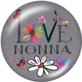 Painted metal 20mm snap buttons   MIMI MOM MEME NANA Flower  Print