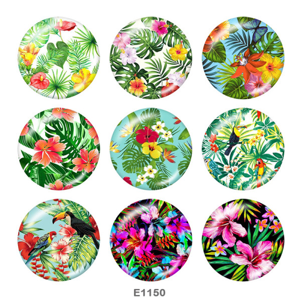 Painted metal 20mm snap buttons   Flower  Print