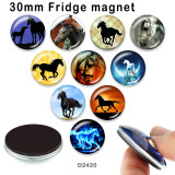 10pcs/lot   Horse   glass picture printing products of various sizes  Fridge magnet cabochon