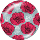 Painted metal 20mm snap buttons   Flower  Print