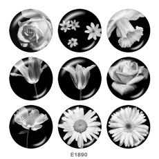 Painted metal 20mm snap buttons   Flower  Print