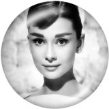 Painted metal 20mm snap buttons  Audrey Hepburn