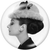 Painted metal 20mm snap buttons  Audrey Hepburn