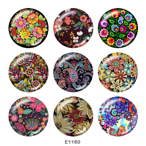 Painted metal 20mm snap buttons   Flower  Print