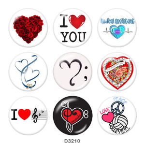 Painted metal 20mm snap buttons  love Print